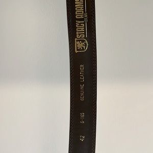 Genuine leather men’s belt with silver buckle and double keeper